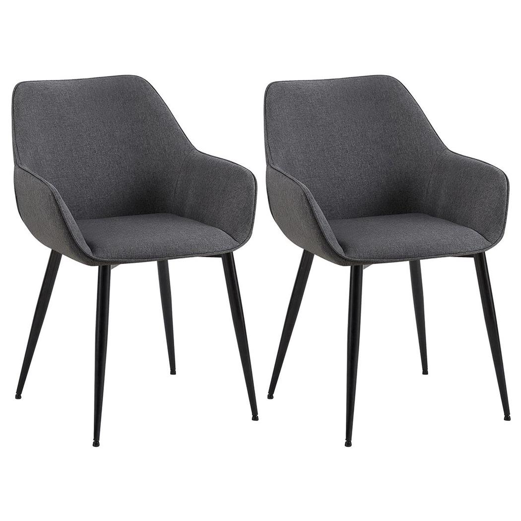 Im 2er-Set: Besucherstuhl MAYA, schwarzes Metallgestell, Stoffbezug, Farbe Dunkelgrau