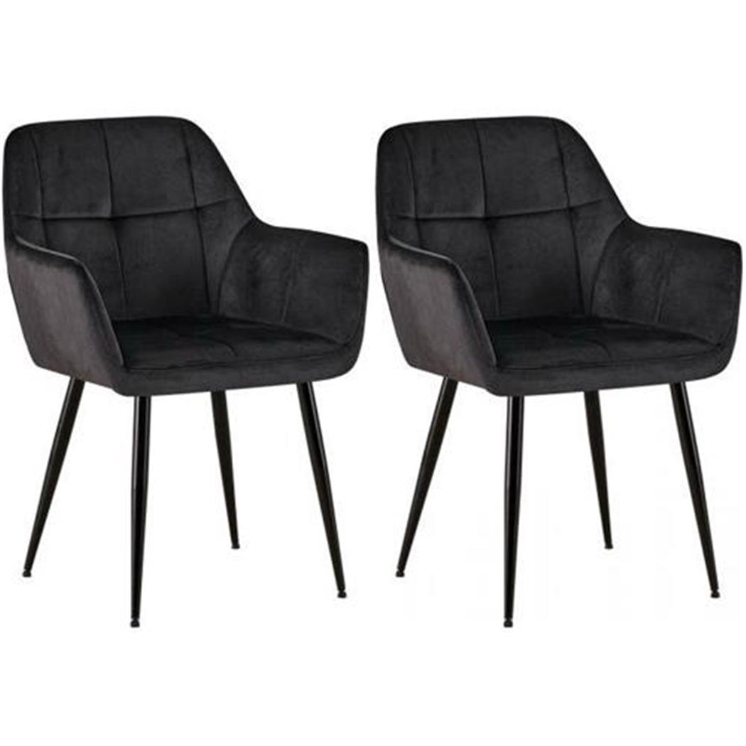 Im 2er-Set: Besucherstuhl AMISA, schwarzes Metallgestell, Samtbezug, Farbe Schwarz