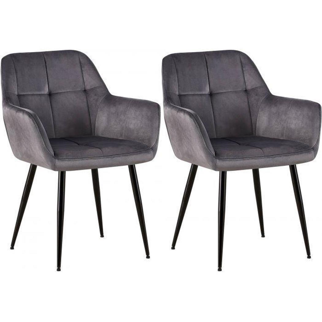 Im 2er-Set: Besucherstuhl AMISA, schwarzes Metallgestell, Samtbezug, Farbe Grau