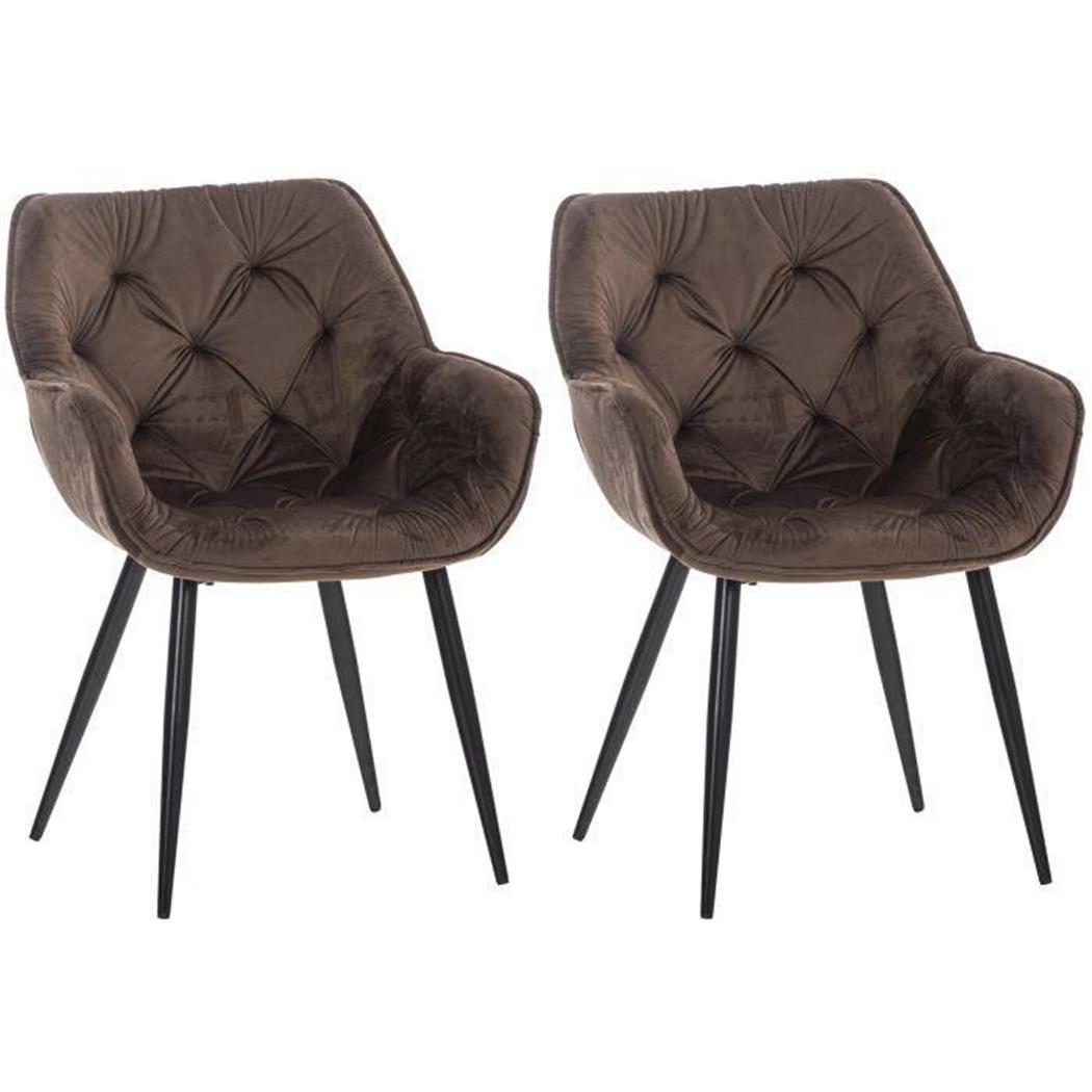 Im 2er-Set: Besucherstuhl TEXAS, komfortables Retro-Design, Metallgestell, Samtbezug, Farbe Braun