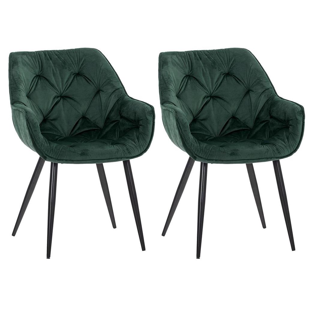 Im 2er-Set: Besucherstuhl TEXAS, komfortables Retro-Design, Metallgestell, Samtbezug, Farbe Grün