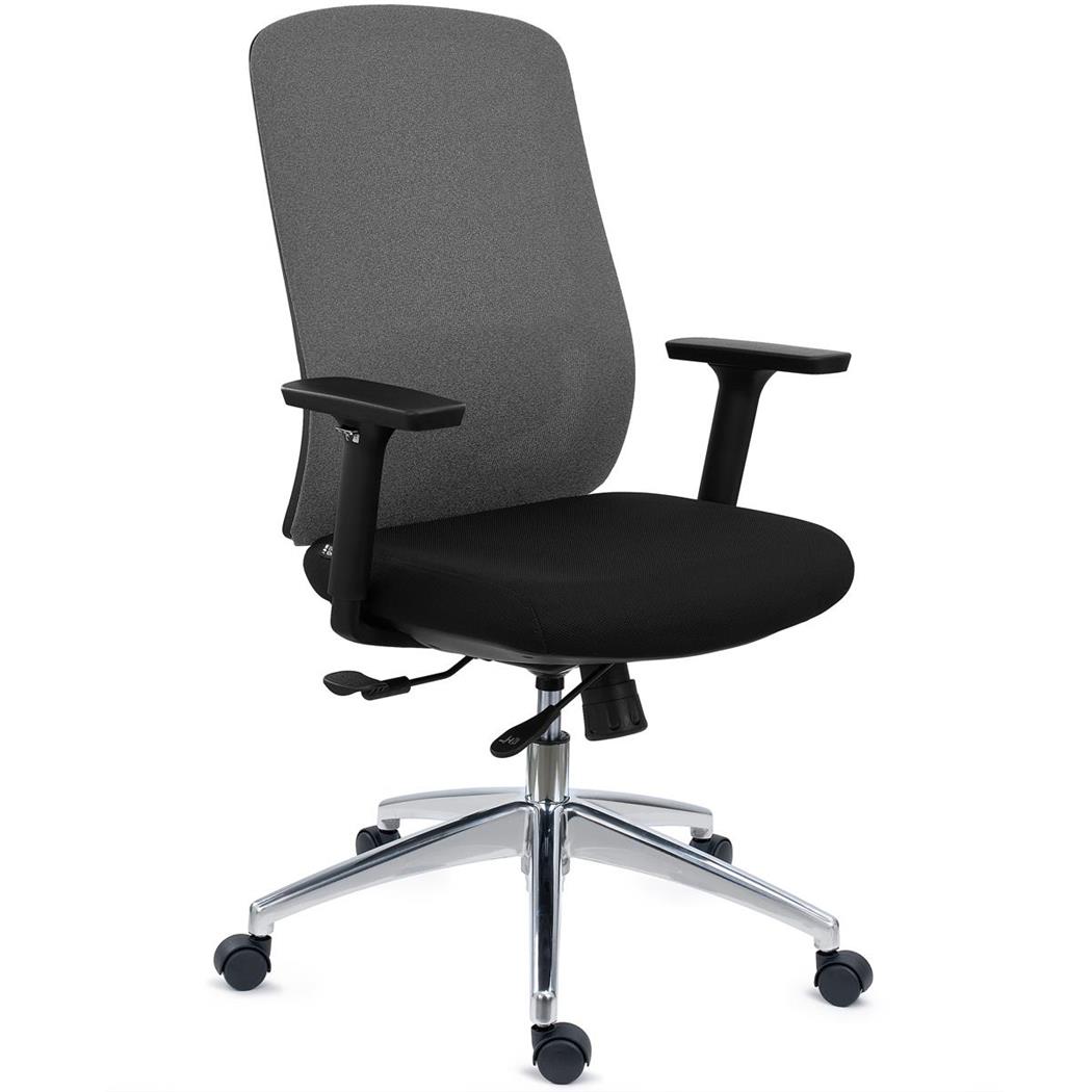 Ergonomischer Bürostuhl ASTRA, tiefenverstellbare Sitzfläche, Synchron-Mechanik, 8h-Nutzung, Farbe Grau