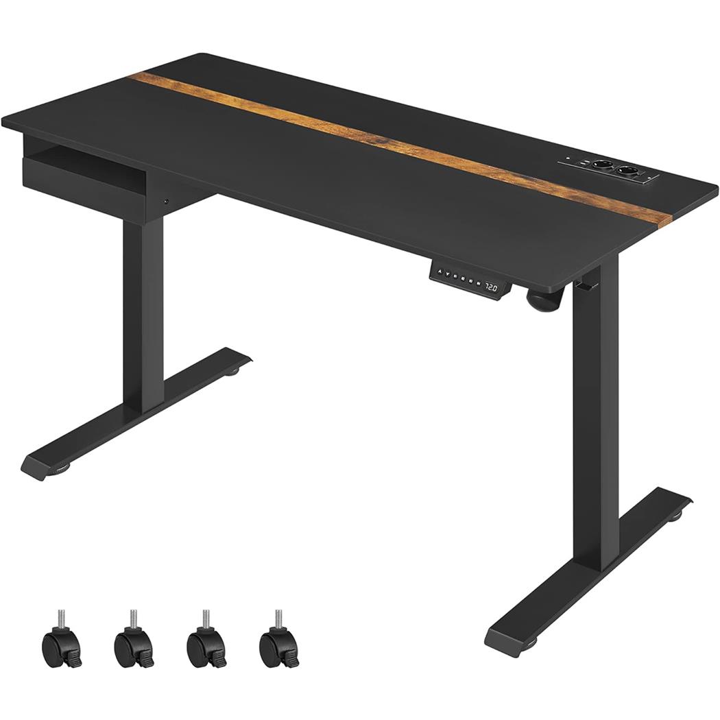 Computertisch MAKALU, 60 x 120 x (71-117) cm, höhenverstellbar, modern und praktisch, Schwarz