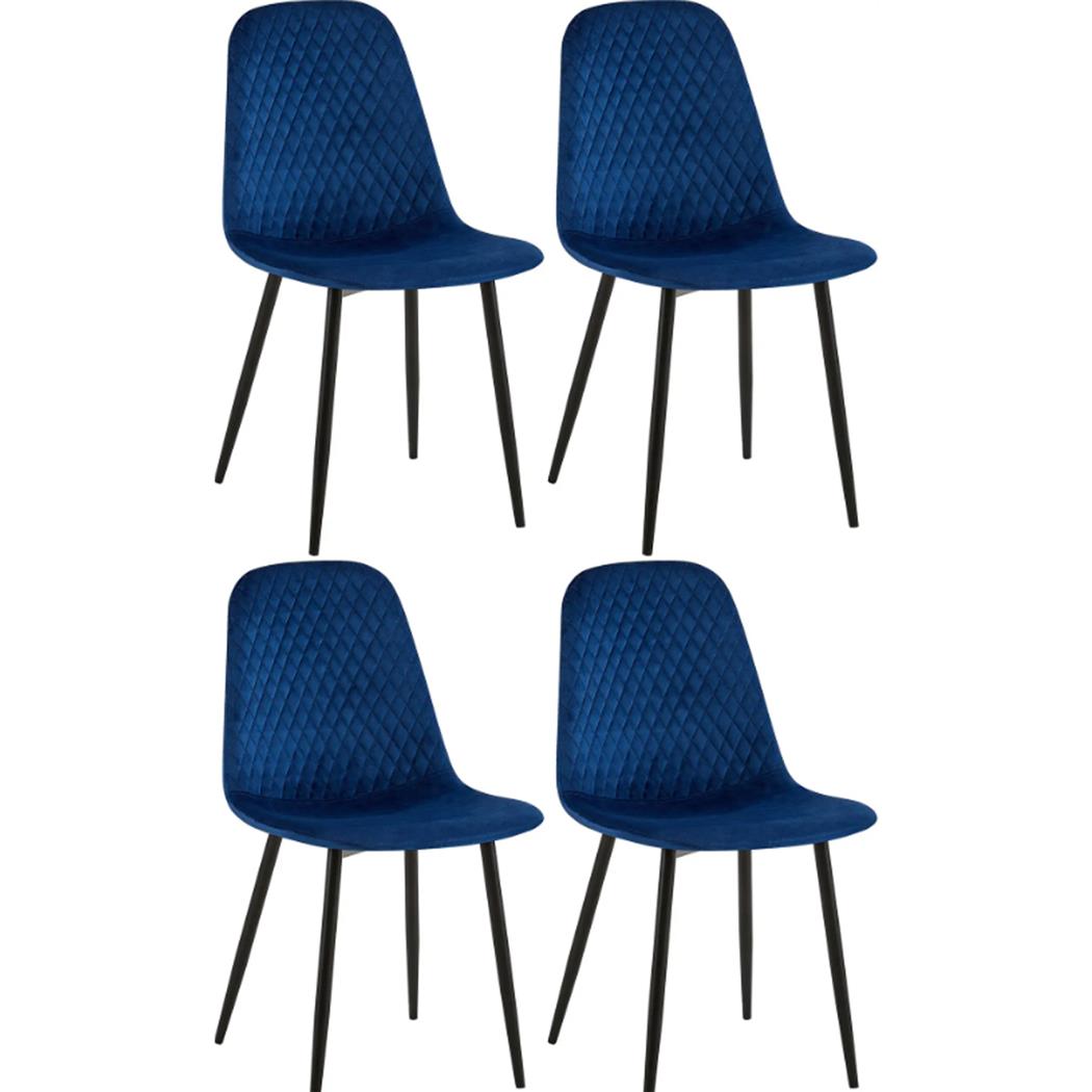 Im 4er Set: Besucherstuhl DOGMA SAMT, mit Ziernähten, Metallgestell, Farbe Blau