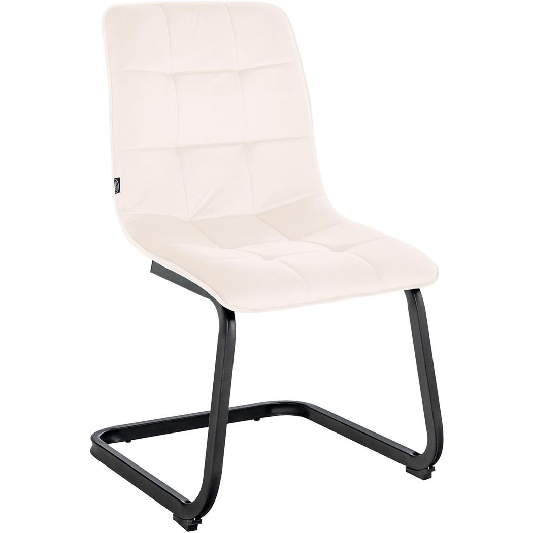 Besucherstuhl ALISA, Freischwinger Gestell aus Metall, Sitz gepolstert, Samt, Farbe Creme