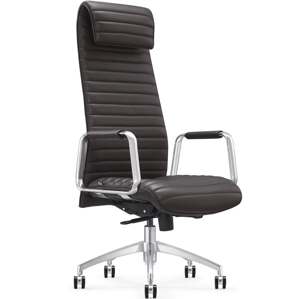 Chefsessel ASPERA, ergonomisches Design, Metallgestell, Echtleder, Braun