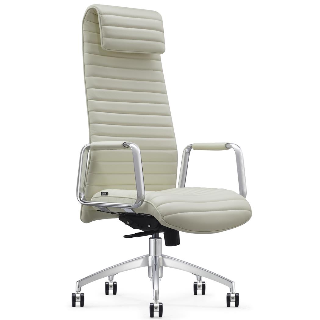 Chefsessel ASPERA, ergonomisches Design, Metallgestell, Echtleder, Creme