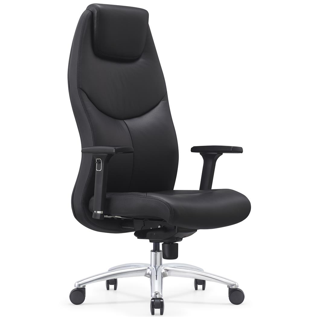 Chefsessel SUITER, elegant und ergonomisch, 3D-Armlehnen, hoher Komfort, Echtleder, Farbe Schwarz