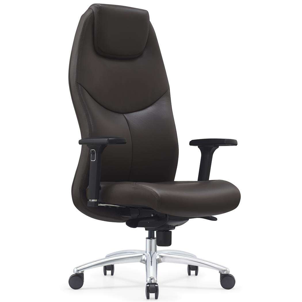 Chefsessel SUITER, elegant und ergonomisch, 3D-Armlehnen, hoher Komfort, Echtleder, Farbe Braun