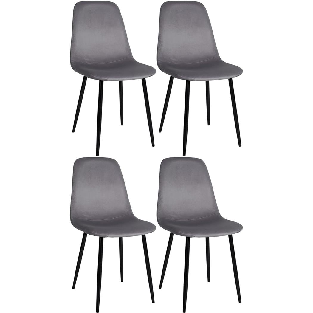 Im 4er Set: Besucherstuhl NAIPES SAMT, robustes Metallgestell, Samtbezug, Farbe Dunkelgrau