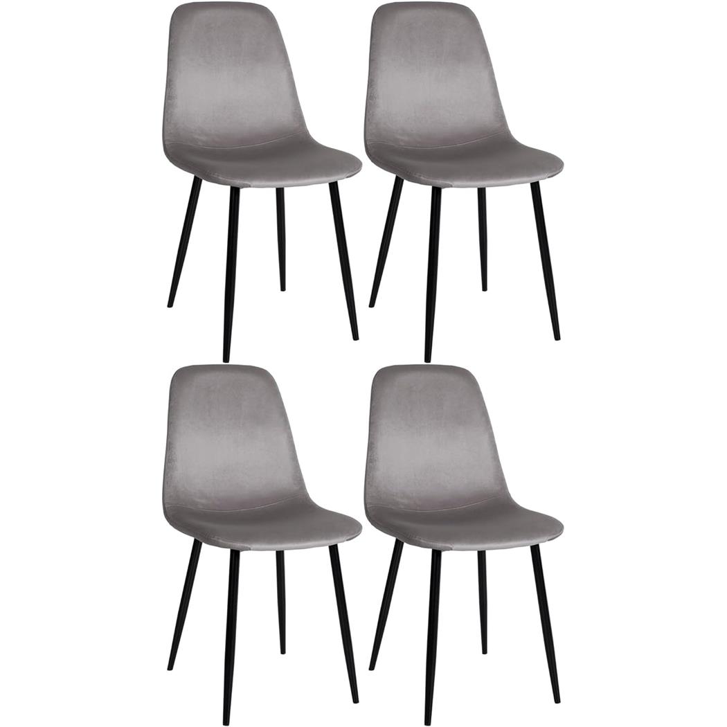 Im 4er Set: Besucherstuhl NAIPES SAMT, robustes Metallgestell, Samtbezug, Farbe Hellgrau