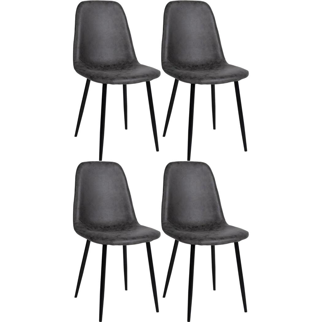 Im 4er Set: Besucherstuhl NAIPES KUNSTLEDER, robustes Metallgestell, Vintage-Kunstlederbezug, Farbe Dunkelgrau