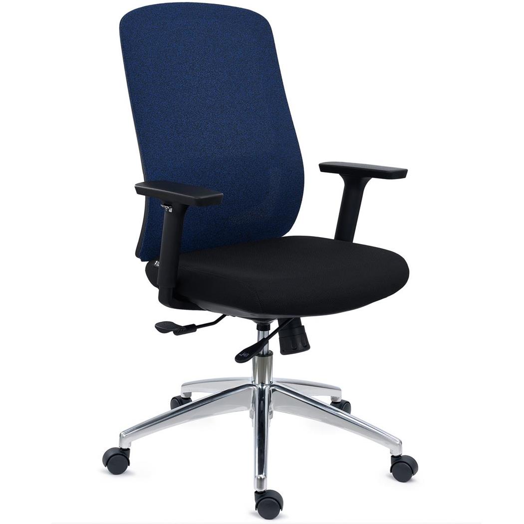 DEMO# Ergonomischer Bürostuhl ASTRA, tiefenverstellbare Sitzfläche, Synchron-Mechanik, 8h-Nutzung, Farbe Blau
