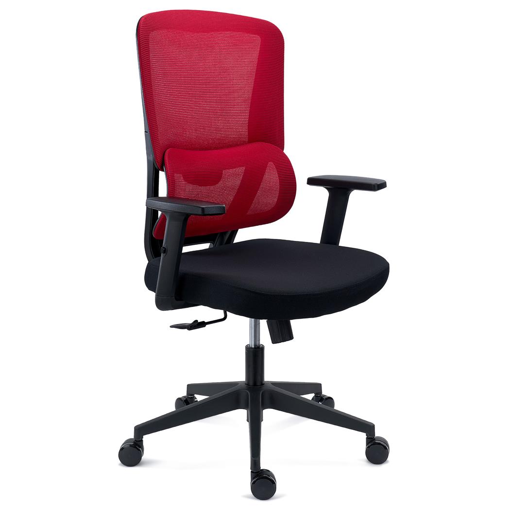 Ergonomischer Bürostuhl SUPRA, Lordosenstütze, Netzstoff-Rückenlehne, Farbe Rot