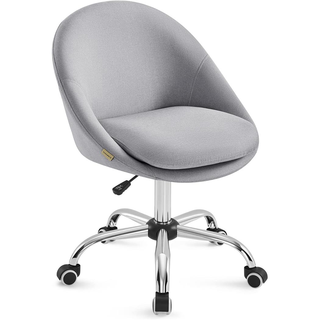 Designer-Schreibtischstuhl ADEL, Metall-Gestell im Chromdesign, Stoffbezug, Farbe Grau