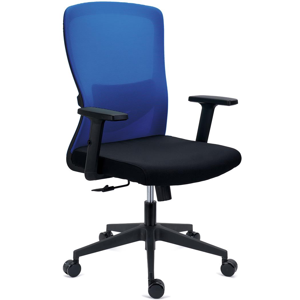 ErgErgonomischer Bürostuhl NOTE, verstellbare Lordosenstütze, 8h Nutzung, Netzstoff und Stoff, Blau