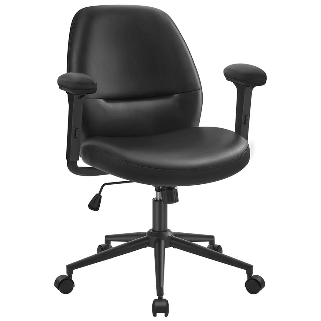 Bürostuhl PORTIAC, verstellbare Armlehnen, bequem gepolstert, Kunstleder, Farbe Schwarz