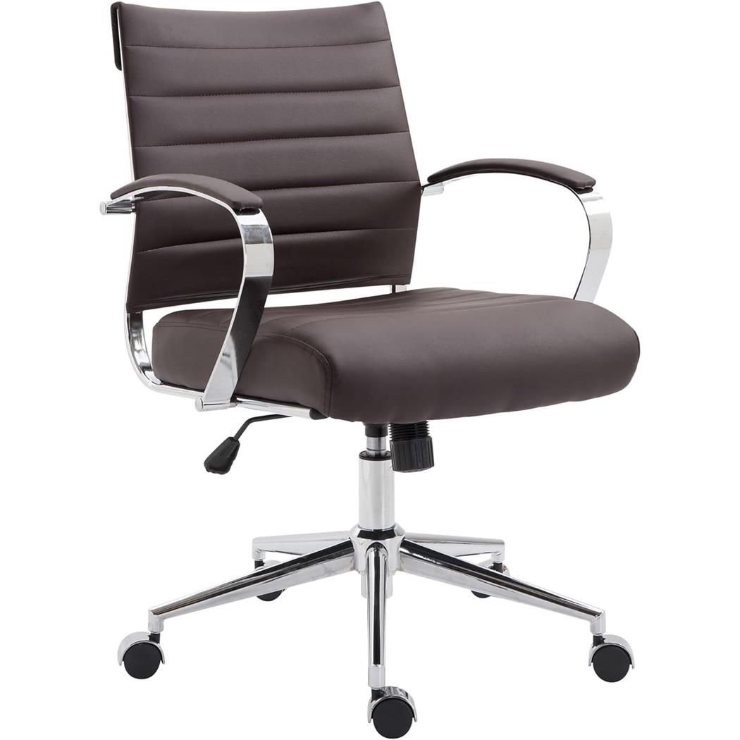 Chefsessel EVERY, modernes Design, Metallgestell, Kunstleder, Farbe Dunkelbraun