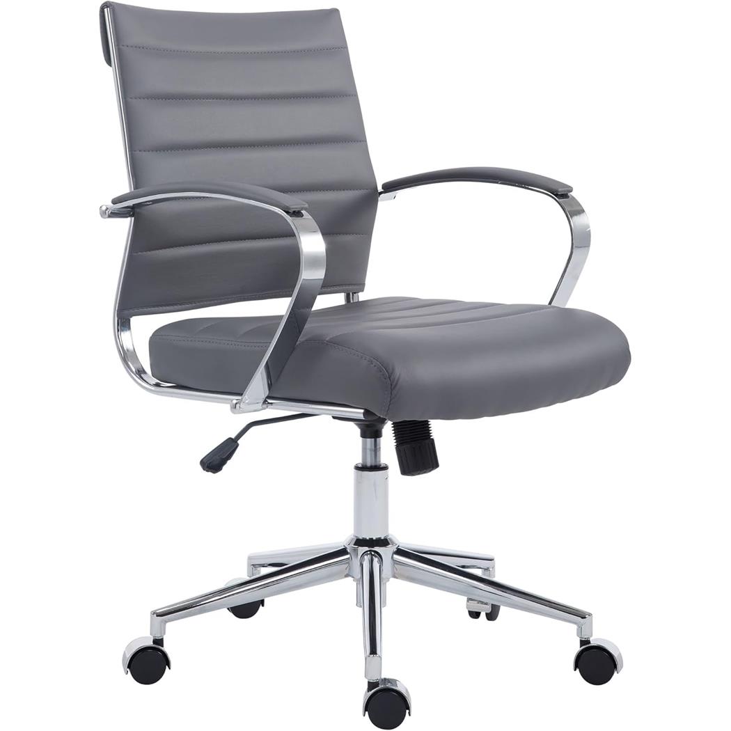 Chefsessel EVERY, modernes Design, Metallgestell, Kunstleder, Farbe Grau