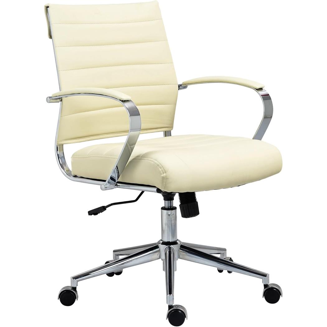 Chefsessel EVERY, modernes Design, Metallgestell, Kunstleder, Farbe Creme