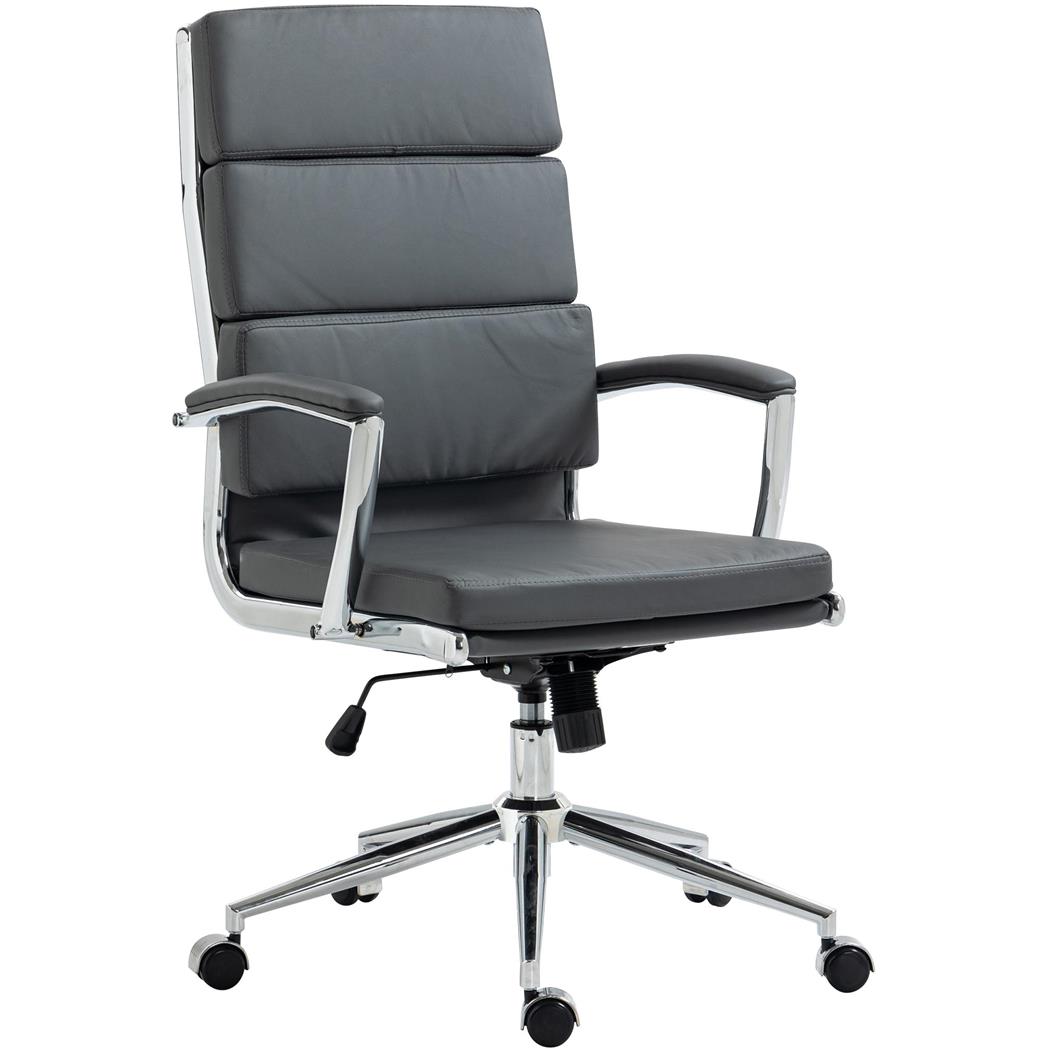 Chefsessel TODRA KUNSTLEDER, klassisches modernes Design, sehr bequem, Farbe Grau