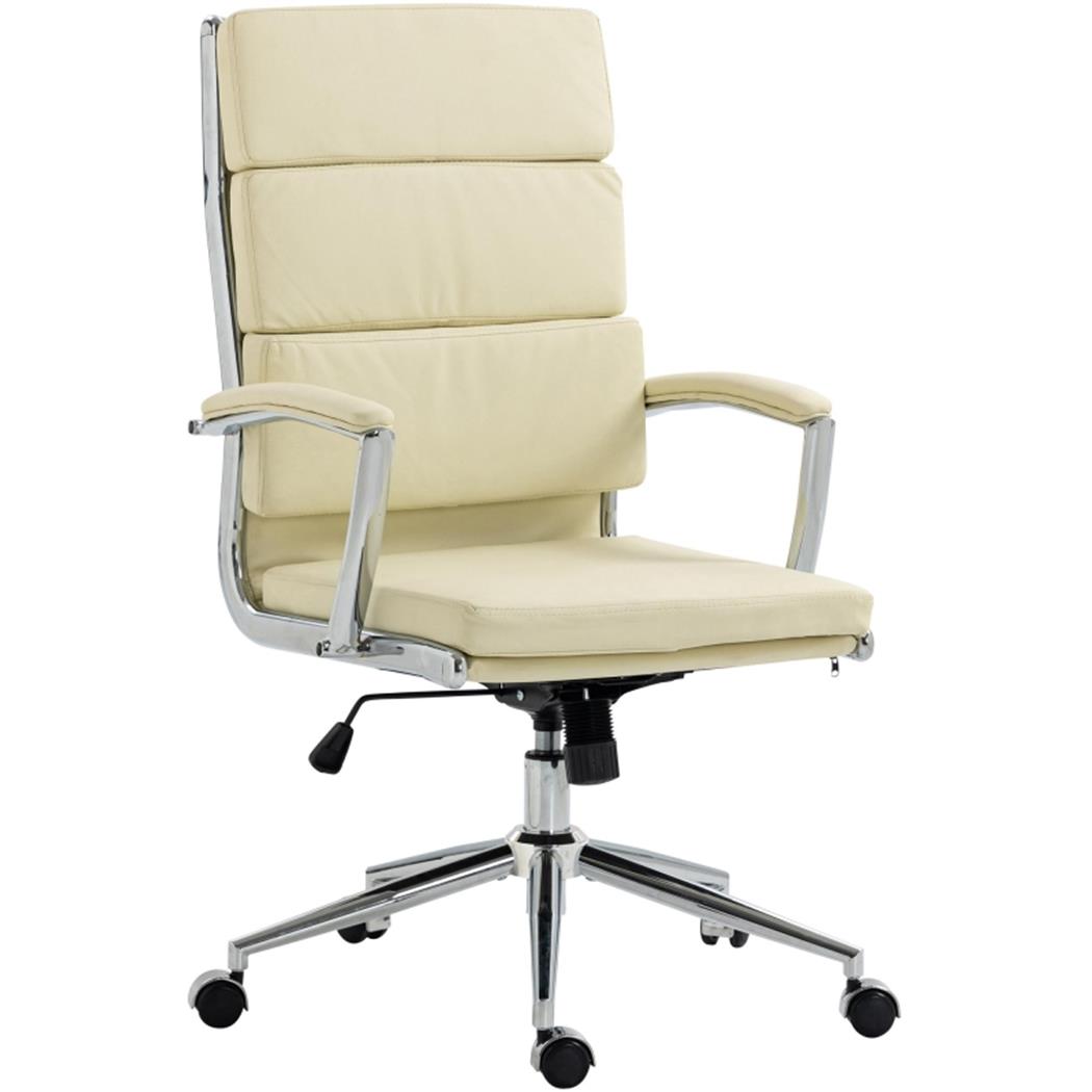 Chefsessel TODRA KUNSTLEDER, klassisches modernes Design, sehr bequem, Farbe Creme