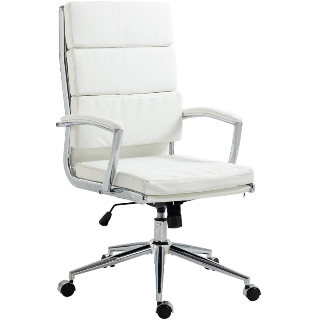 Chefsessel TODRA KUNSTLEDER, klassisches modernes Design, sehr bequem, Farbe Weiß