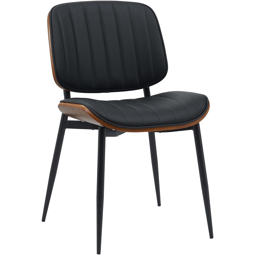 Besucherstuhl YUMI, elegante Holzstruktur, bequem gepolstert, Kunstleder, Farbe Walnuss/ Schwarz