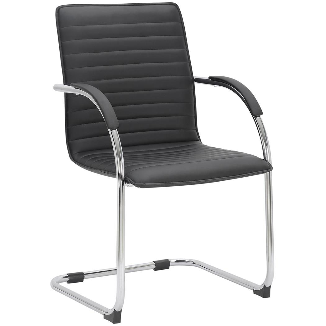 Besucherstuhl GREGORY, Metallgestell, elegantes Design, Kunstleder, Schwarz