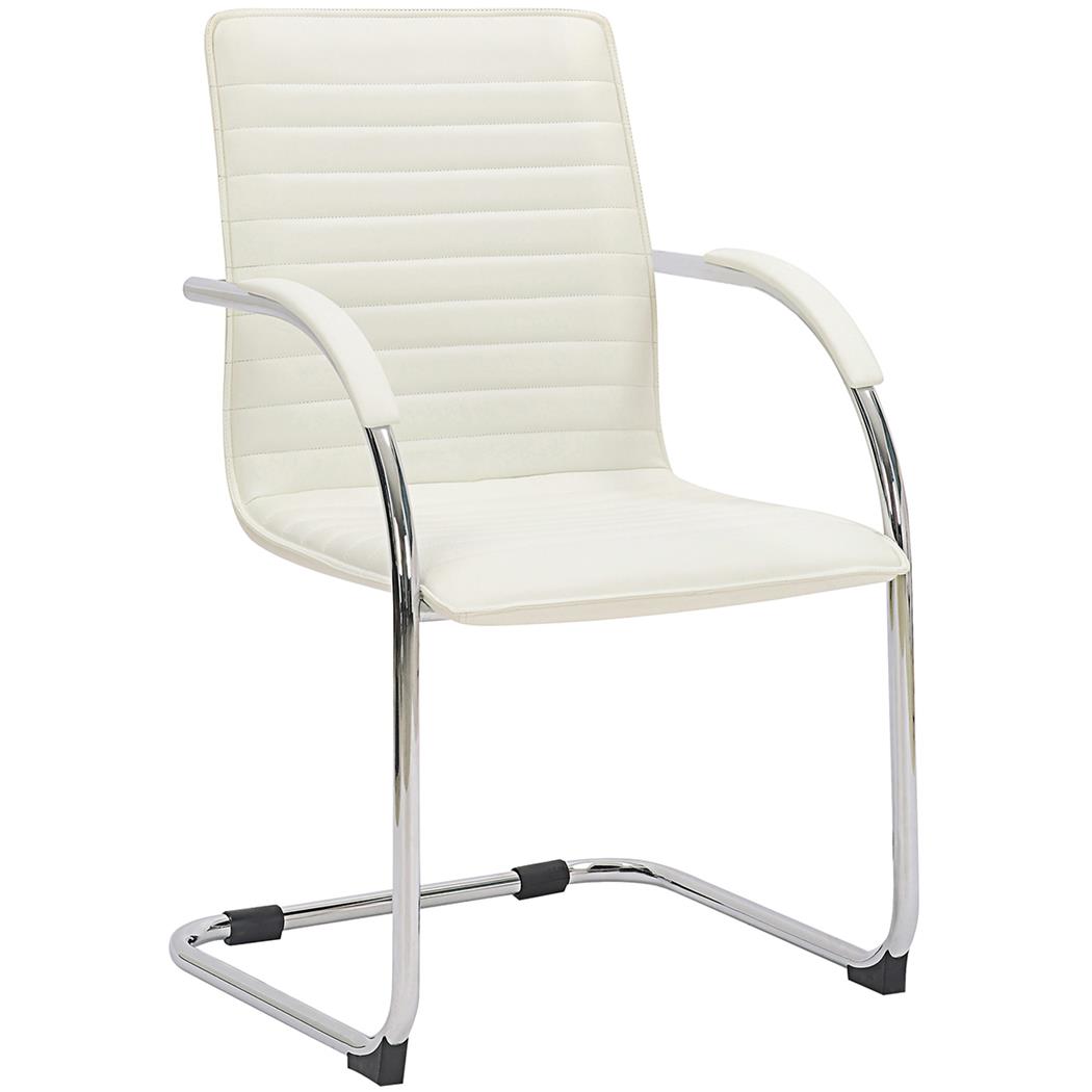 Besucherstuhl GREGORY, Metallgestell, elegantes Design, Kunstleder, Weiß