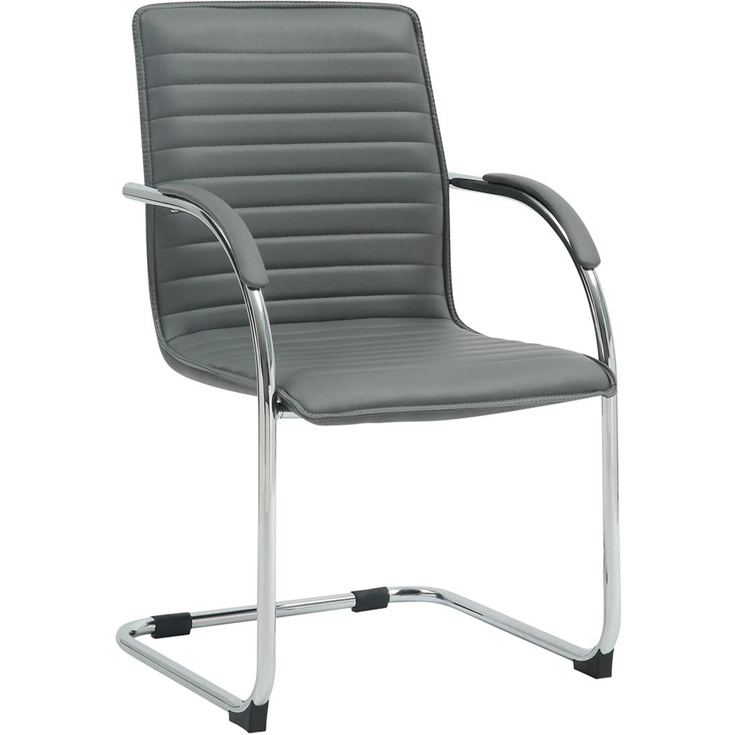 Besucherstuhl GREGORY, Metallgestell, elegantes Design, Kunstleder, Grau