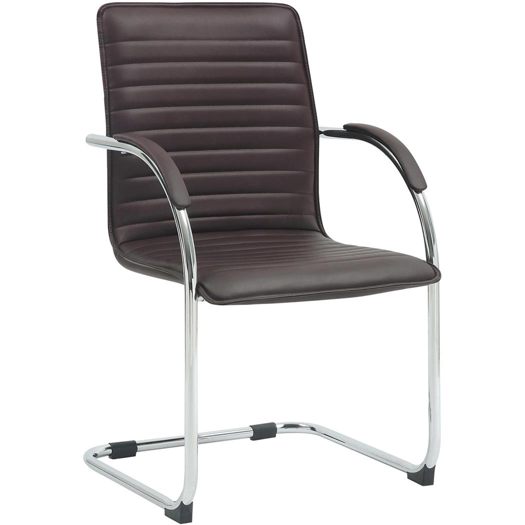 Besucherstuhl GREGORY, Metallgestell, elegantes Design, Kunstleder, Braun