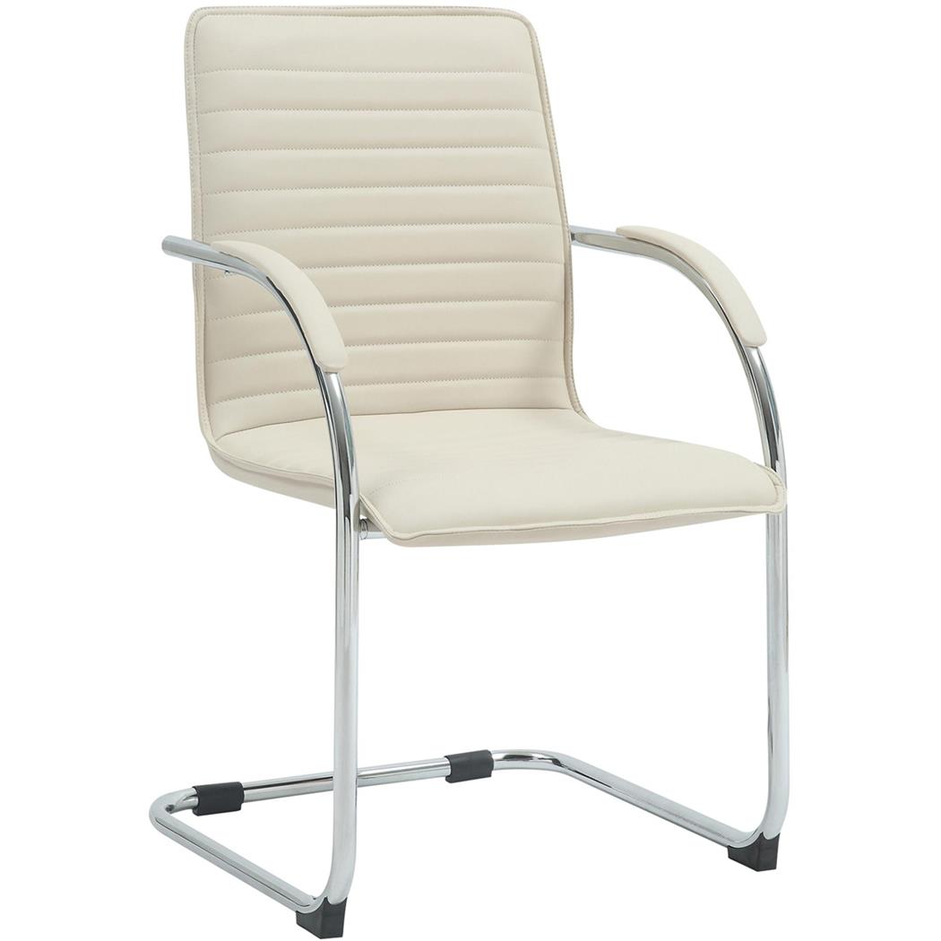 Besucherstuhl GREGORY, Metallgestell, elegantes Design, Kunstleder, Creme