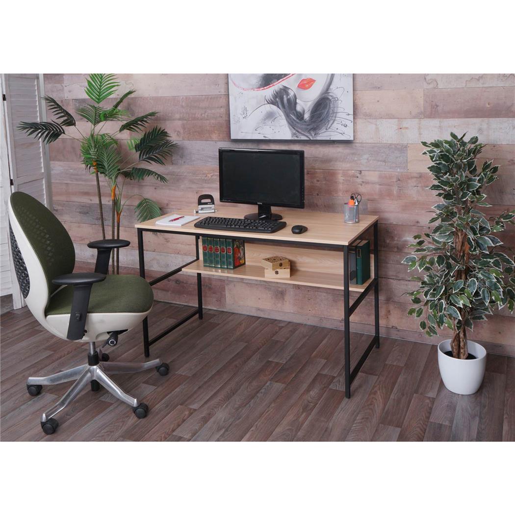 Schreibtisch EVOKE, 120x60x78 cm, mit großer Ablage, Metallgestell mit MDF-Holz, Farbe Natur
