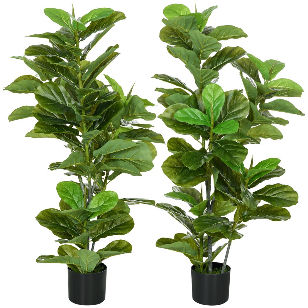 2er-Set Büropflanzen LUSH, Höhe 110 cm, künstliche Ficus inklusive Topf