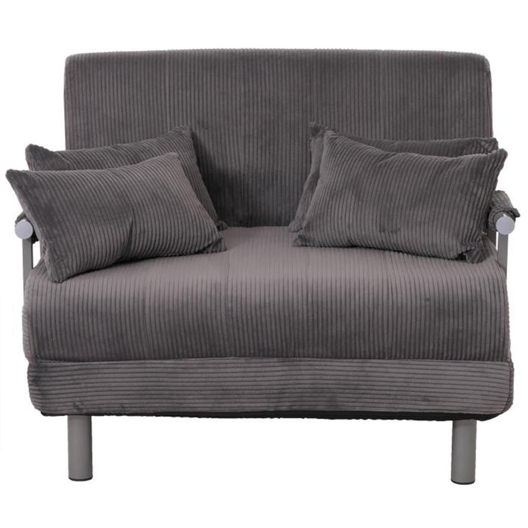 Schlafsofa LESLY, 2-Sitzer, dick gepolstert, Cord-Stoff, Farbe Dunkelgrau