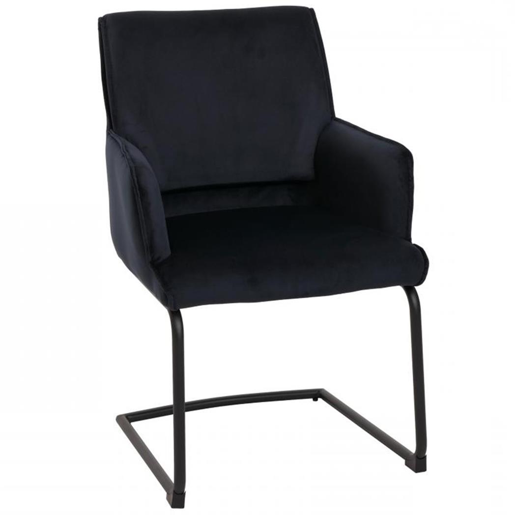 Besucherstuhl NICHOLS, Freischwinger, bequem gepolstert, Metallgestell, Stoffbezug, Farbe Anthrazit-Blau