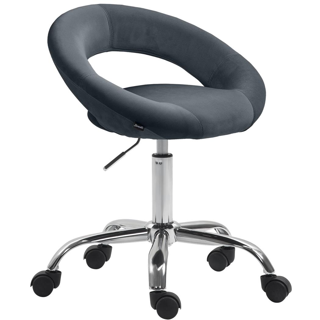 Bürostuhl AMANDA, praktisch und modern, elegantes Design, Samtbezug, Farbe Dunkelgrau