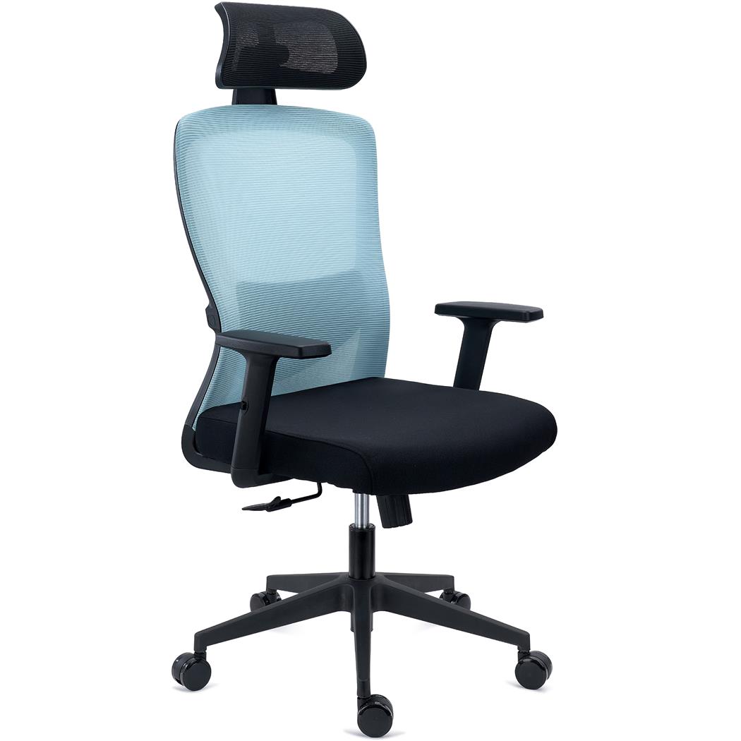 DEMO# Ergonomischer Bürostuhl NOTE PRO, 8h Nutzung, verstellbare Lordosenstütze, Kopfstütze,  Netzstoff und Stoff, Grün