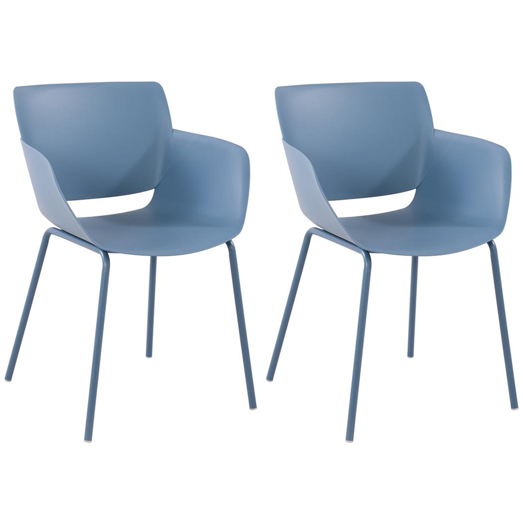 Im 2er Set: Besucherstuhl RIKO, modernes Design, bequem und elegant, Kunststoff, Blau