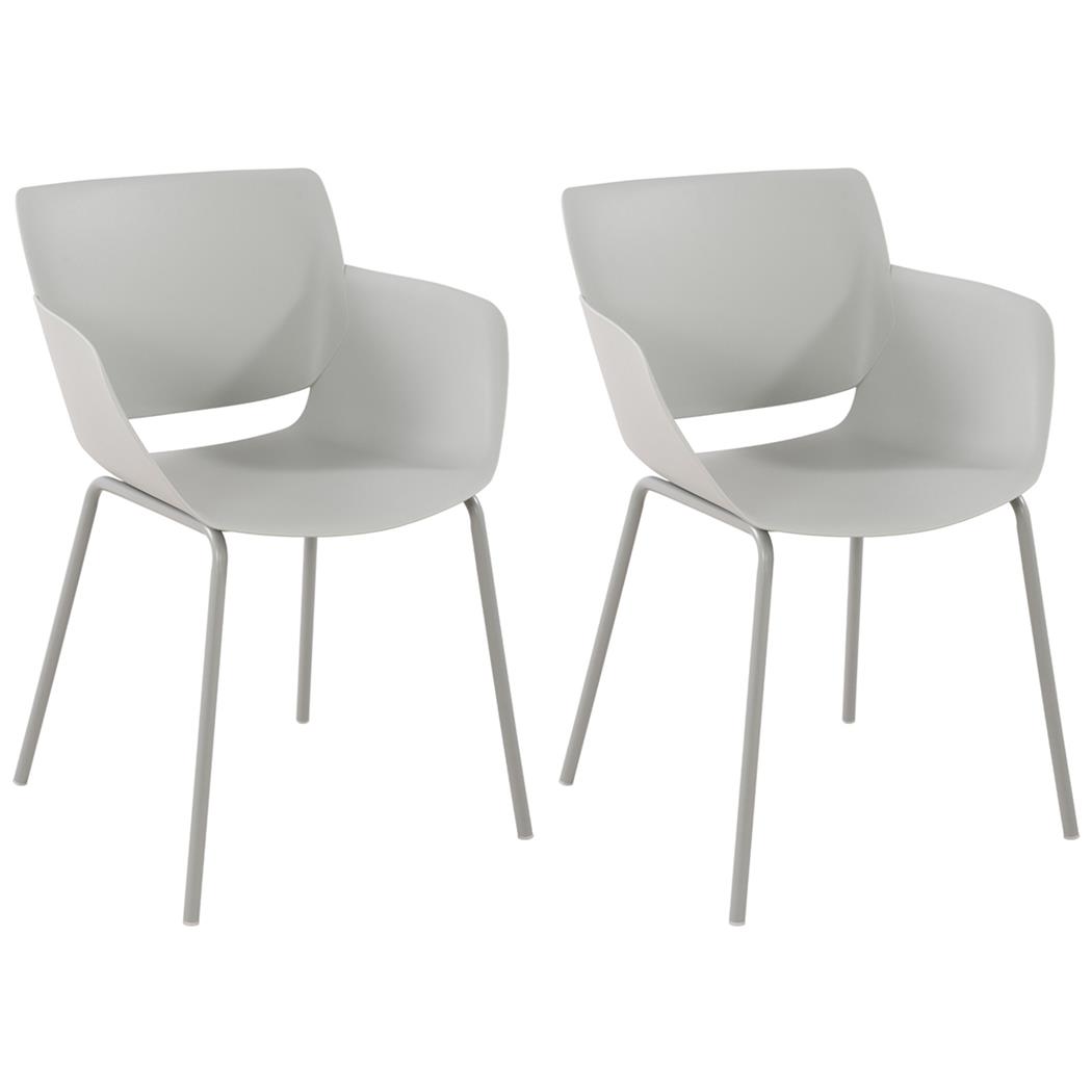 Im 2er Set: Besucherstuhl RIKO, modernes Design, bequem und elegant, Kunststoff, Hellgrau
