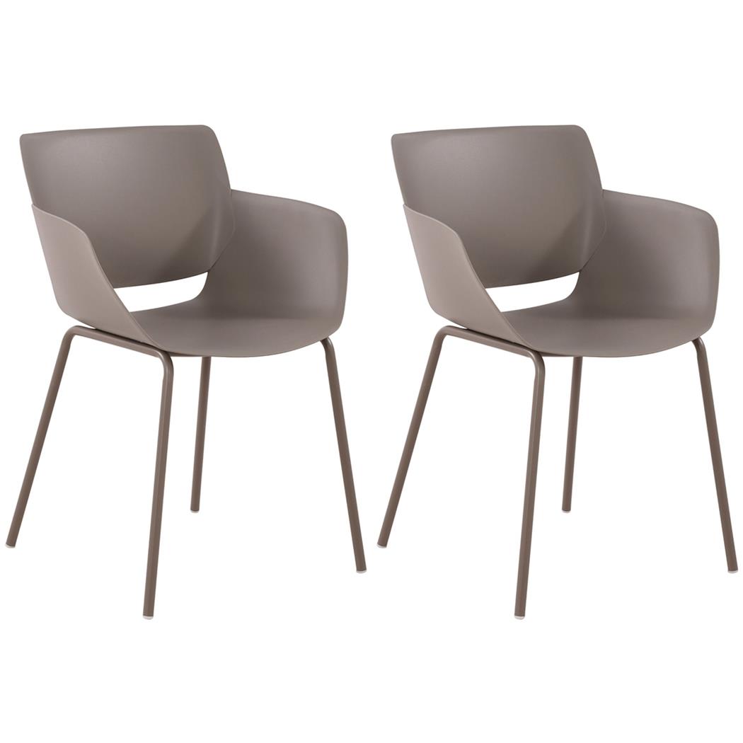 Im 2er Set: Besucherstuhl RIKO, modernes Design, bequem und elegant, Kunststoff, Taupe
