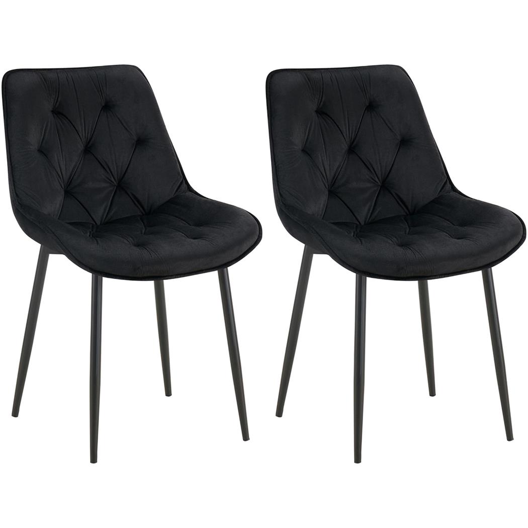 Im 2er Set: Besucherstuhl GRACE, schwarzes Metallgestell, elegantes Design in Samt, Farbe Schwarz