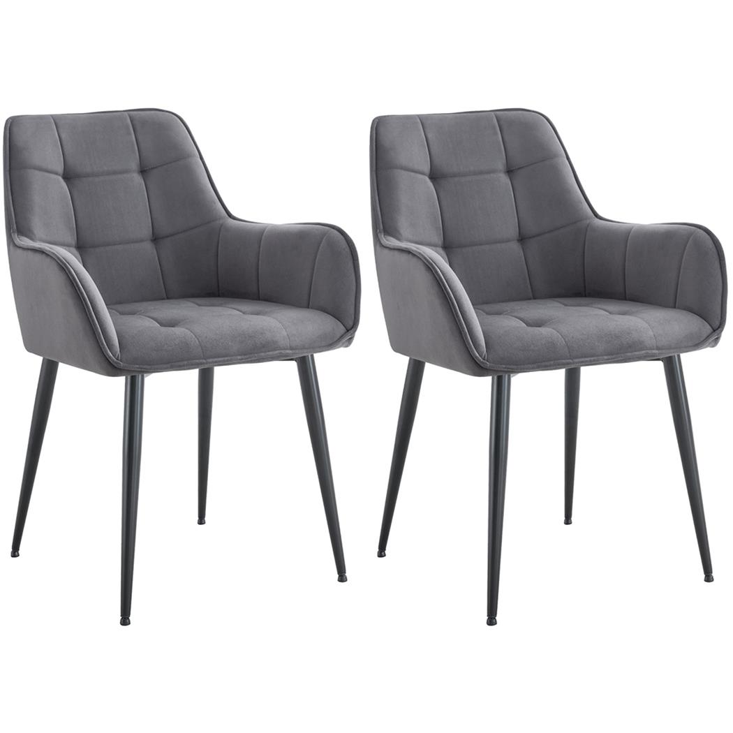 2er Set Besucherstuhl RUFUS, elegantes Design, bequem gepolstert, Samt, Farbe Dunkelgrau
