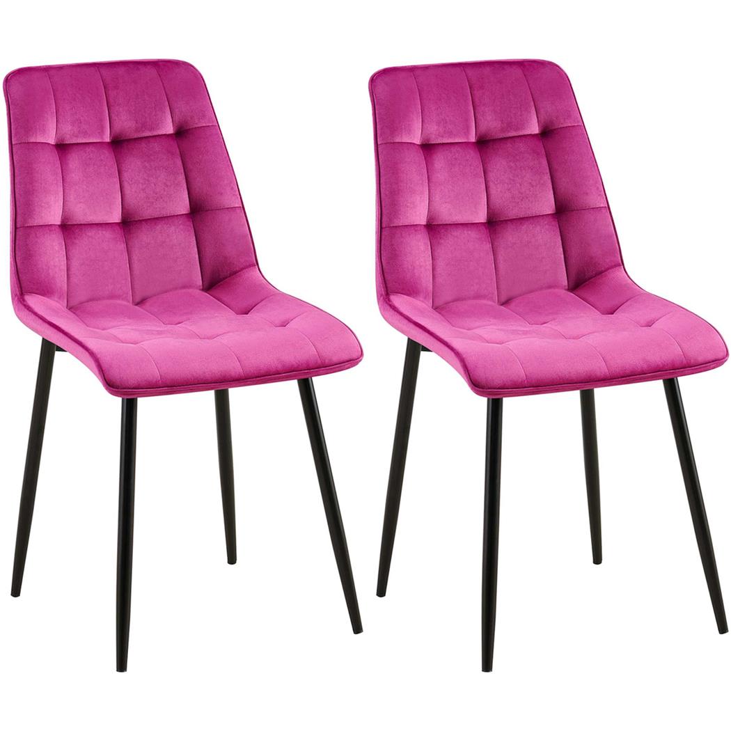 2er-Set Besucherstuhl HALIMA Gast- und Besprechungsstühle, schwarzes Metallgestell, Samt, Farbe Pink