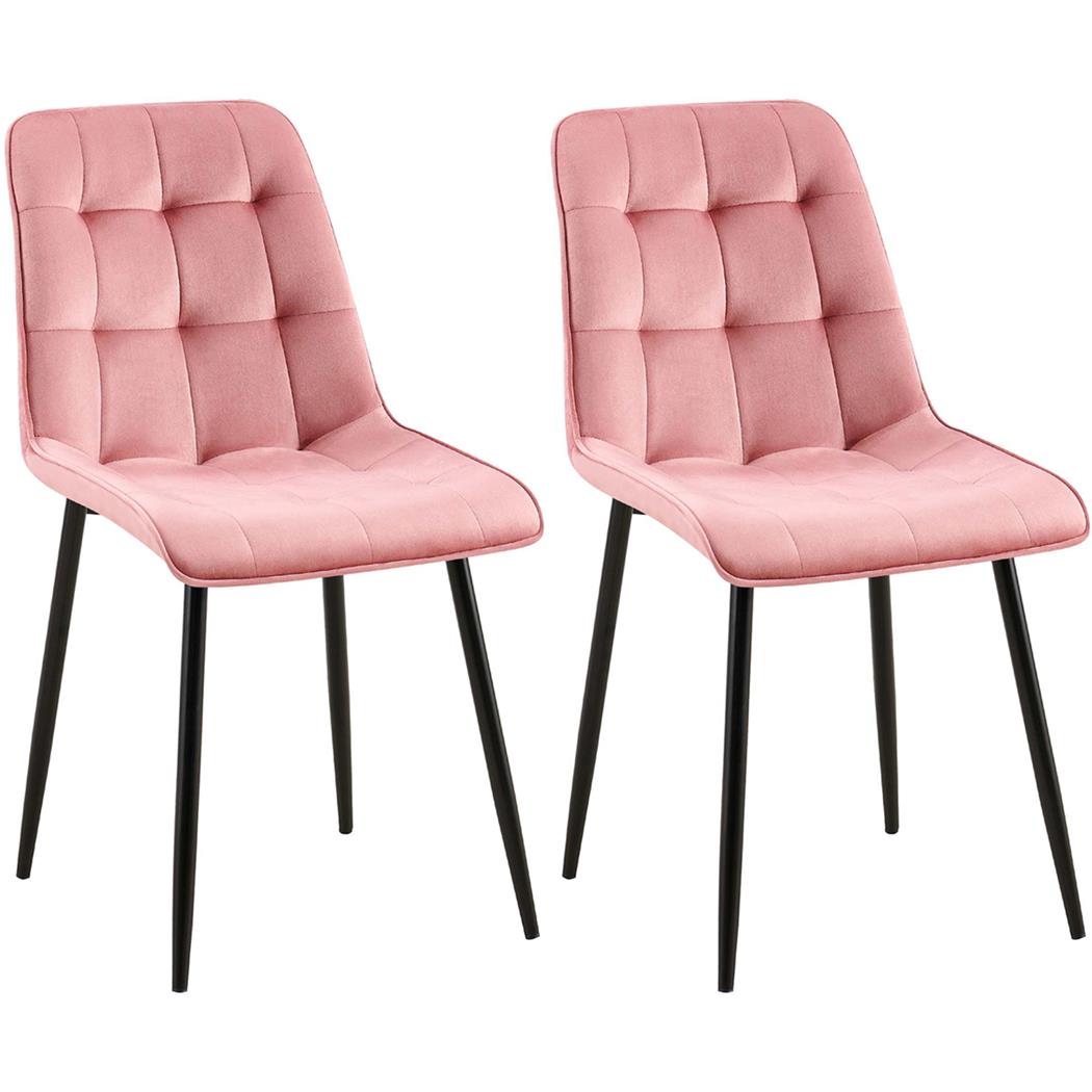 2er-Set Besucherstuhl HALIMA Gast- und Besprechungsstühle, schwarzes Metallgestell, Samt, Farbe Rosa