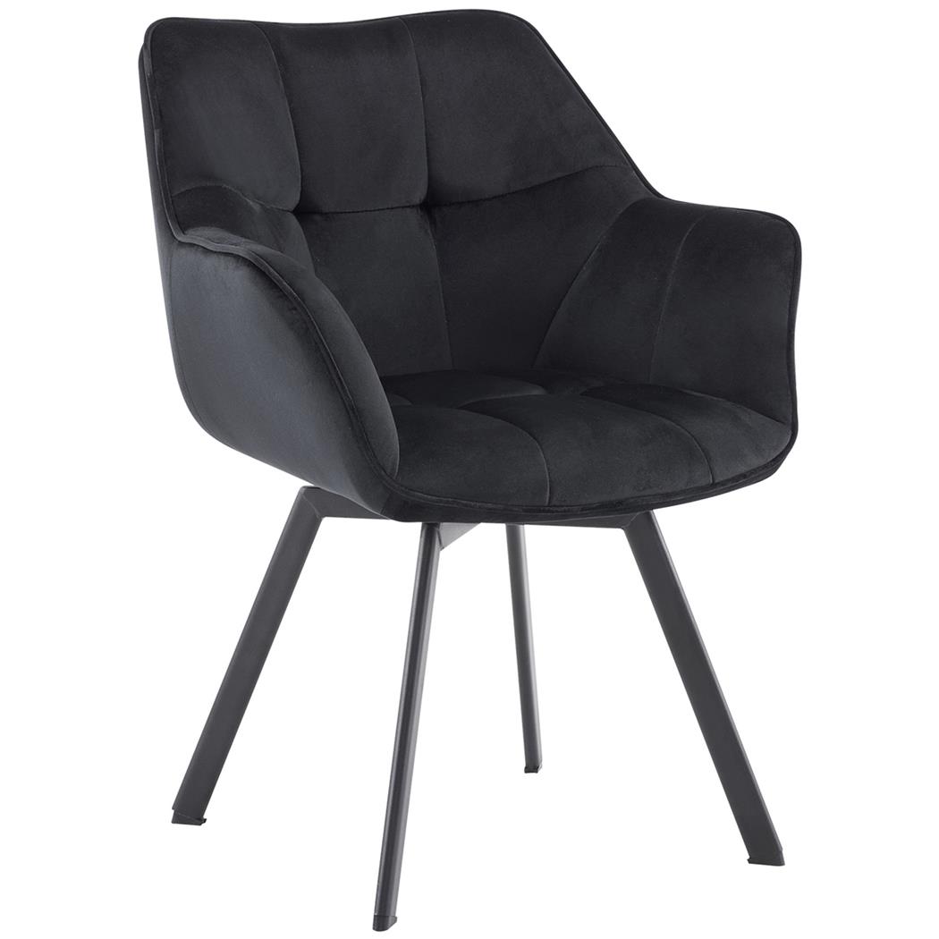 Besucherstuhl SUTTON, drehbar, bequem und modern, Metallgestell, Samtbezug, Farbe Schwarz