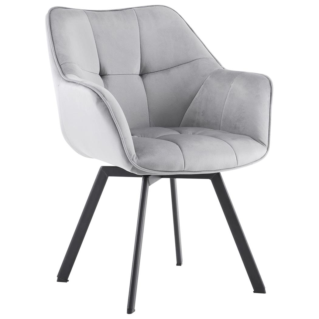 Besucherstuhl SUTTON, drehbar, bequem und modern, Metallgestell, Samtbezug, Farbe Grau