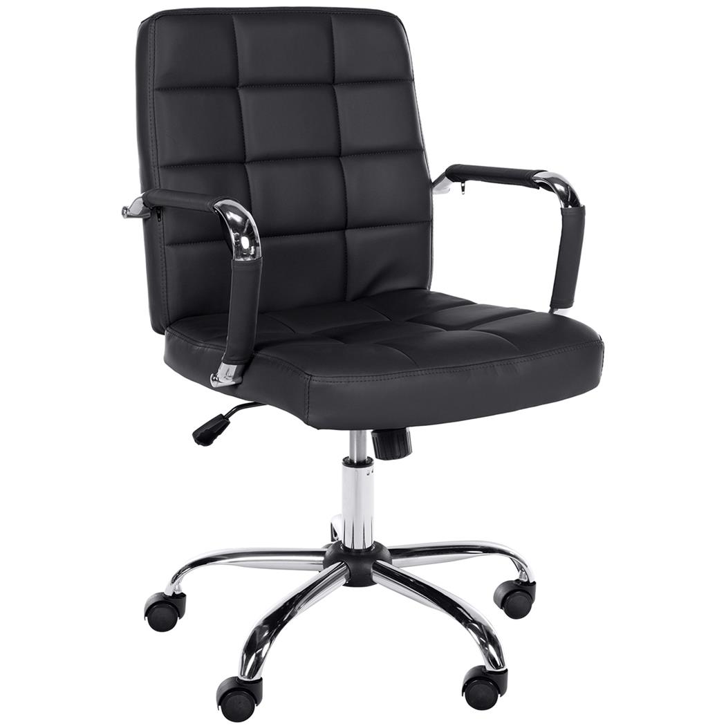 Bürostuhl BAXTER, komfortabel gepolstert, mit Armlehnen, Metallgestell, Kunstleder, Farbe Schwarz