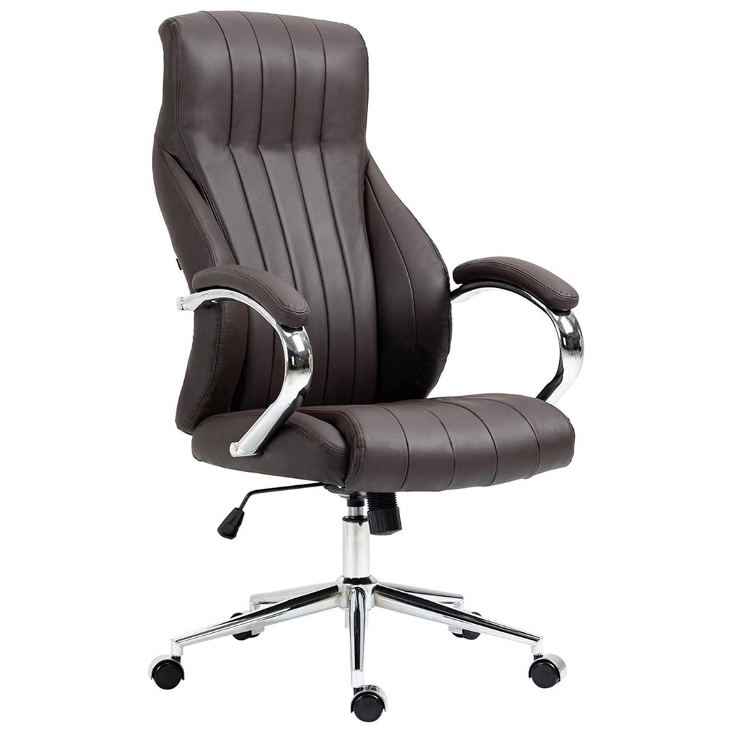 Chefsesssel DANIA, elegant und robust, Metallgestell, Echtleder, Farbe Dunkelbraun